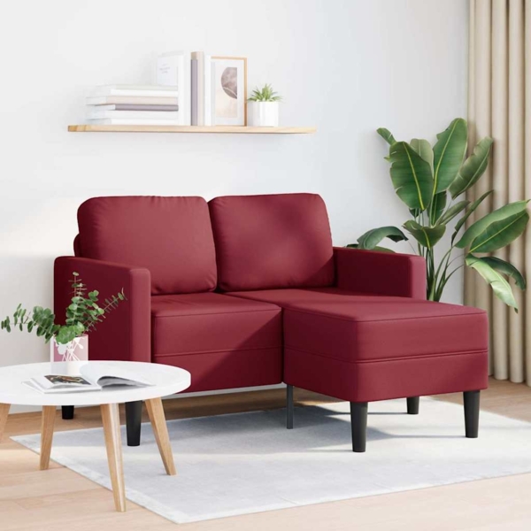 vidaXL 2-Sitzer-Sofa mit Chaiselongue L-Form Weinrot 125 cm Kunstleder 4107086