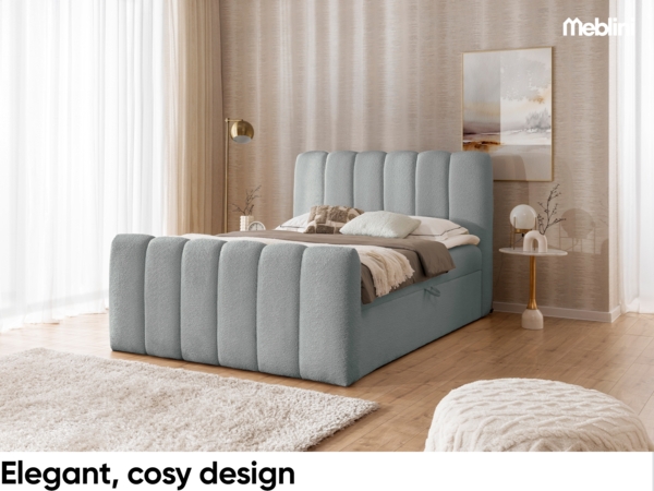 MEBLINI Boxspringbett NOMADE 160x200 cm mit Bettkasten – H3/Grau Boucle Polsterbett - Doppelbett mit Topper & Bonellfederkern-Matratze Bild 2