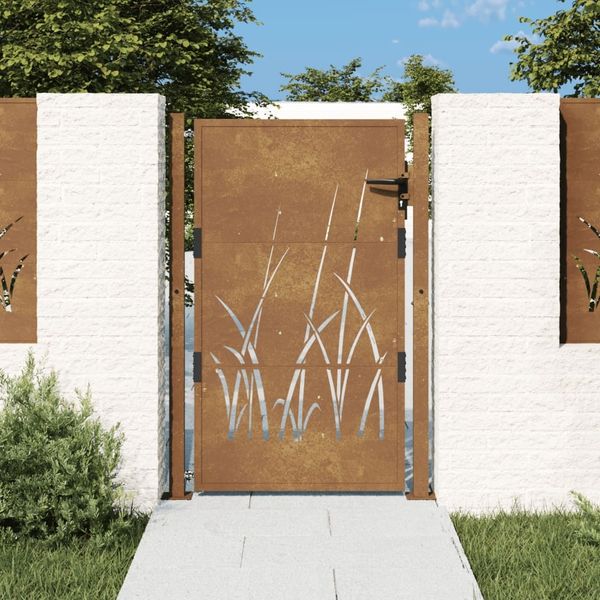 vidaXL Gartentor 100x125 cm Cortenstahl Gras-Design 153174