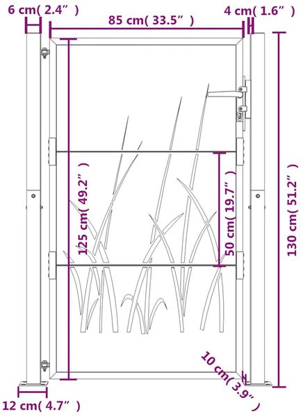 vidaXL Gartentor 100x125 cm Cortenstahl Gras-Design 153174 Bild 11