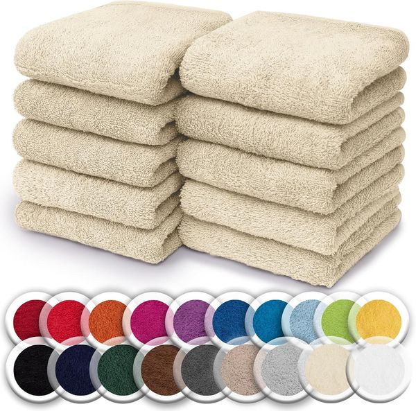 NatureMark 10er Pack Waschlappen | 100% Baumwolle | Frottier Seiflappen | Größe 30x30 cm | Frottee Seiftücher im 10er Pack Farbe: Natur/Creme