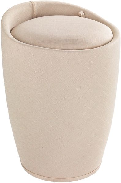 WENKO CANDY Badhocker,Beige, Leinenoptik, mit abnehmbarem Wäschesack