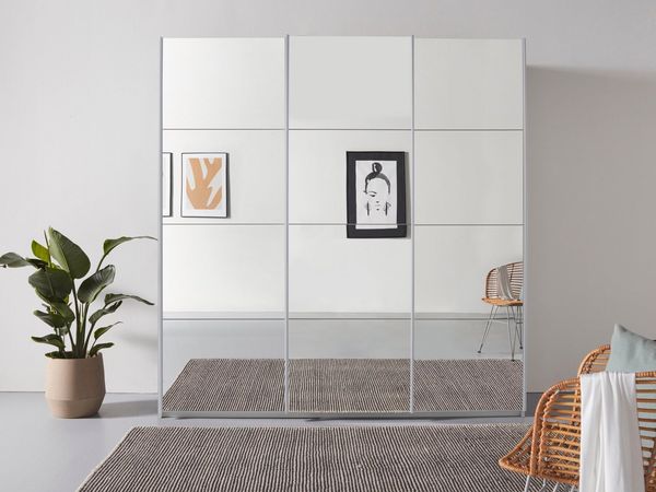 rauch Schwebetürenschrank Kleiderschrank Schrank Garderobe ORACLE mit Spiegelfront inkl. Schubladen-Einsatz und extra Einlegeböden MADE IN GERMANY