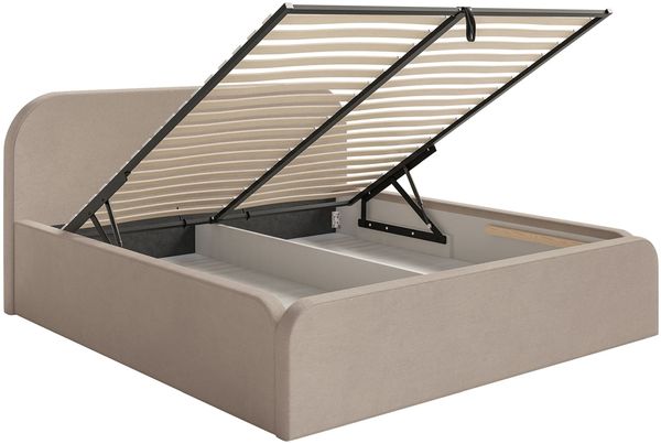 Selsey 'Umike' Polsterbett mit Bettkasten, Samt, beige, 200x200 Bild 3