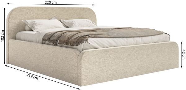 Selsey 'Umike' Polsterbett mit Bettkasten, Samt, beige, 200x200 Bild 4