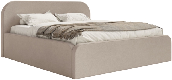 Selsey 'Umike' Polsterbett mit Bettkasten, Samt, beige, 200x200