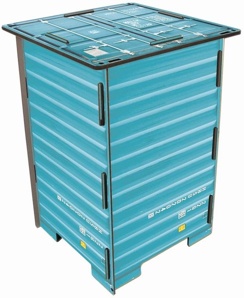 Werkhaus - Photo - Hocker "Container" Türkis Stuhl Sitz Sitzmöble Tisch (CO1043)