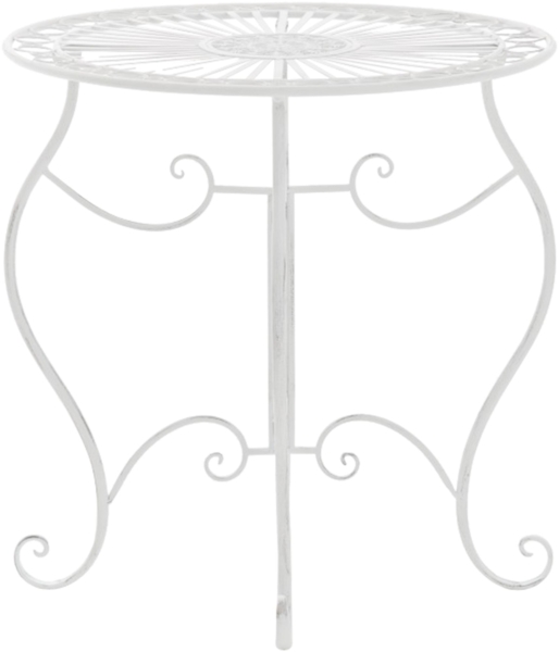 CLP Eisentisch Indra | nostalgischer Gartentisch mit geschwungenen Beinen,weiß