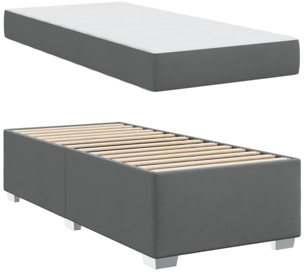 vidaXL Bettrahmen mit Matratze Dunkelgrau 90 x 200 cm Stoff 3399160 Bild 4