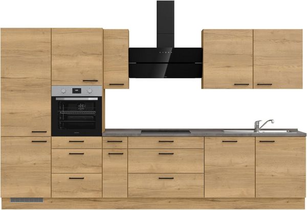 nobilia® Küchenzeile "Structura II", NEU: individuell anpassbar mit gratis Profi-Beratung, vormontiert, Breite 360 cm, Ausrichtung wählbar, wahlw. mit E-Geräten