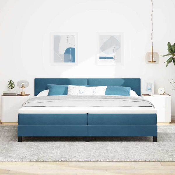 vidaXL Boxspringbett mit Matratze Dunkelblau 200 x 200 cm Samt 3339198
