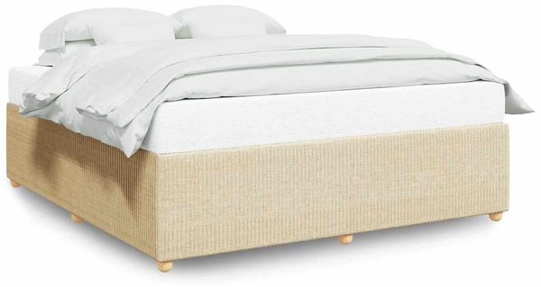 Doppelbett, Bettgestell Modernen ohne Matratze Creme 180x200 cm Stoff d2016e