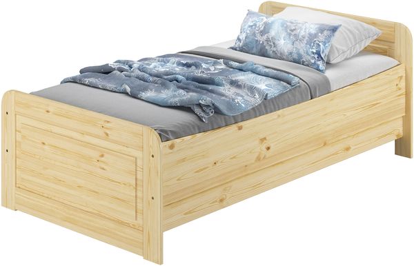 Seniorenbett extra hoch 90x220 Einzelbett Holzbett Gästebett Massivholz Kiefer Bett 60.42-09-220oR
