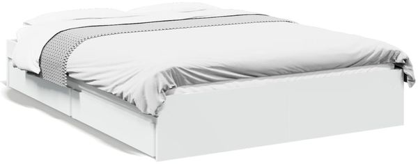 Doppelbett, Bettgestell Modernen mit Schubladen Weiß 140x190 cm Holzwerkstoff d1654e