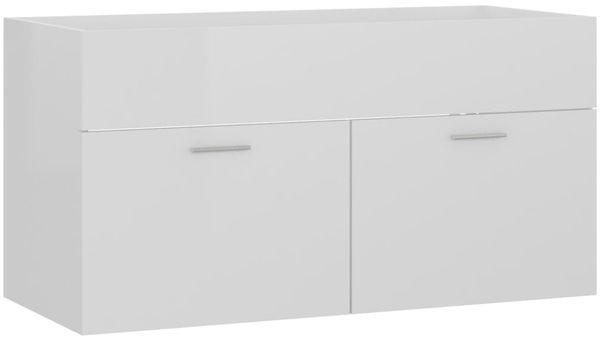 Waschbeckenunterschrank, Badschrank Hochglanz-Weiß 90x38,5x46cm de7669
