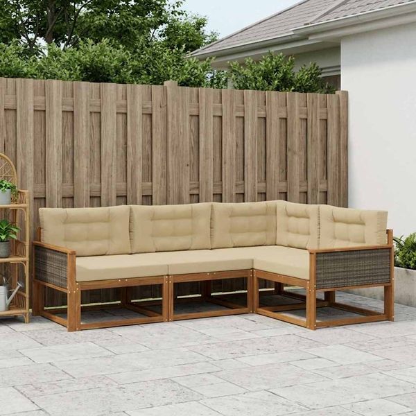 vidaXL Outdoor-Sofagarnitur mit Kissen 4 pcs Natur und Beige 3382521