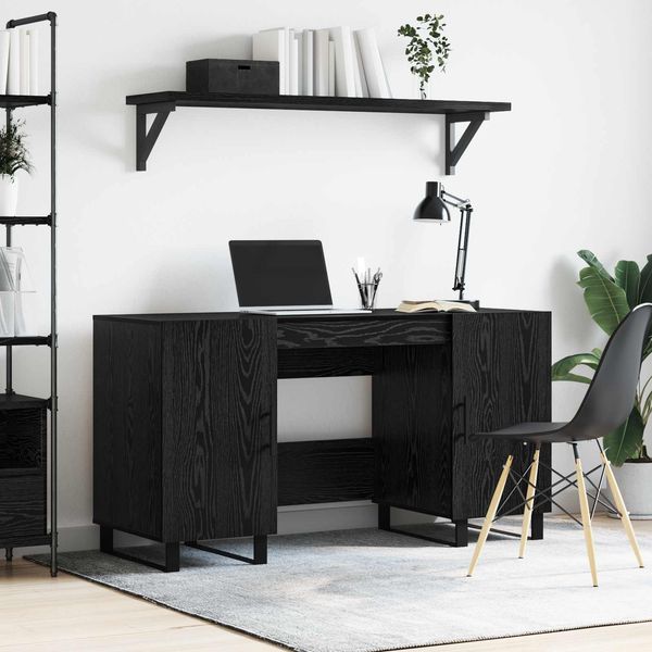 vidaXL Schreibtisch mit Regal Schwarz Eichen-Optik 140 x 50 x 75 cm 879530