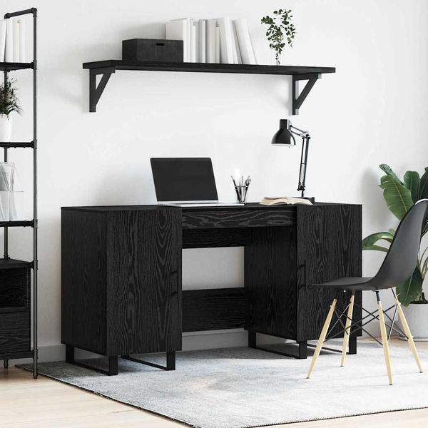 vidaXL Schreibtisch mit Regal Schwarz Eichen-Optik 140 x 50 x 75 cm 879530