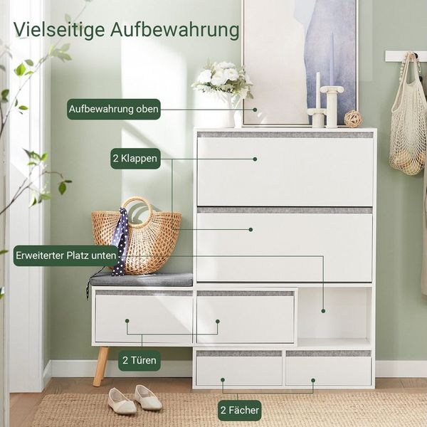 SoBuy Schuhschrank FSR134 Schuhablage mit 2 Klappen, 2 Türen und 2 Schubladen Flurschrank