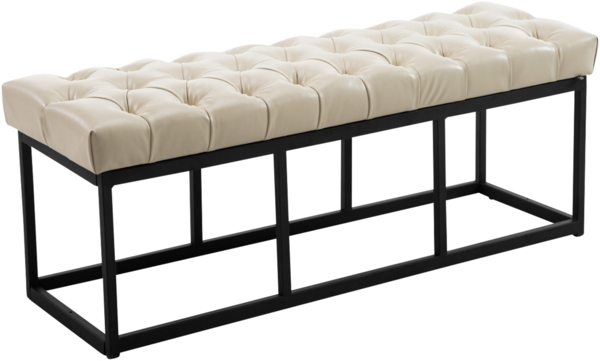 CLP Sitzbank Amun Kunstleder mit schwarzem Metallgestell,creme 120 cm