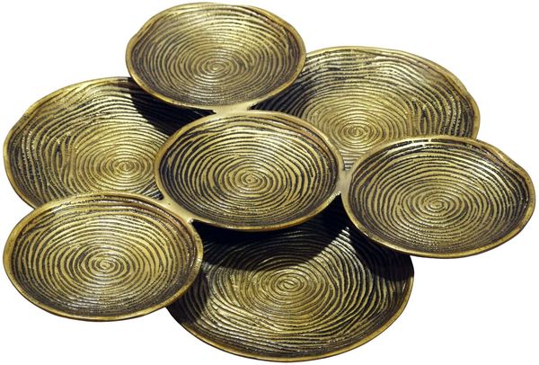 Dekoschale Gold Aluminium 44cm Rund - Design Standdeko Obstschale Metall - Schmuckteller Tisch Deko - Dekoteller Wohnaccessoire - Schmuckschale Schale Deko Badezimmer Handmade