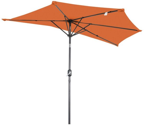 Angel Living Sonnenschirm Halbrund 2,7m mit UV30+ Schutz, Windbeständiger Gartenschirm, LxB: 265x132 cm, mit Kurbel und Neigungsfunktion für Garten & Terrasse, ohne Ständer