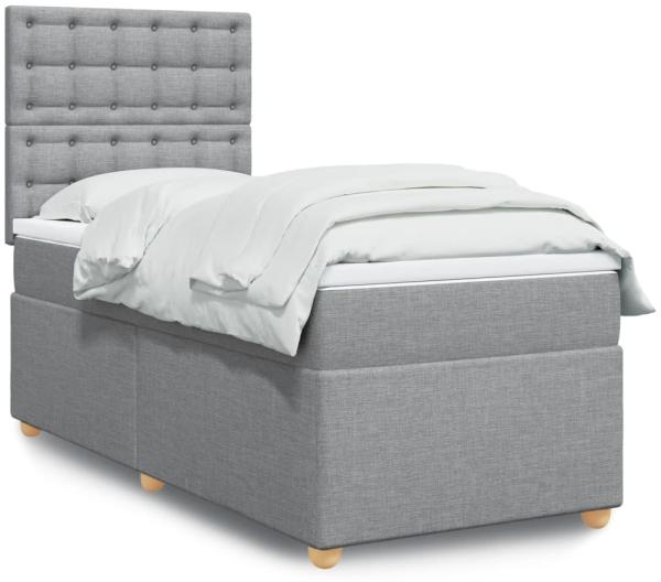 vidaXL Boxspringbett mit Matratze Hellgrau 90x200 cm Stoff 3293477