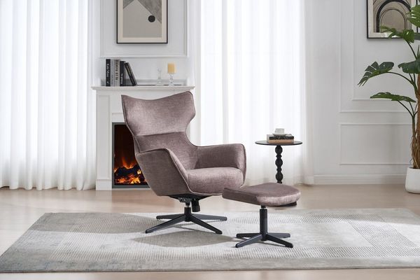 riess-ambiente Fußhocker VOGUE 45cm taupe / schwarz - Samt, drehbar, Metallbeine, Modern (Einzelartikel, 1 St), Fußhocker im Industrial Design - ideal für Wohn- und Arbeitsbereiche