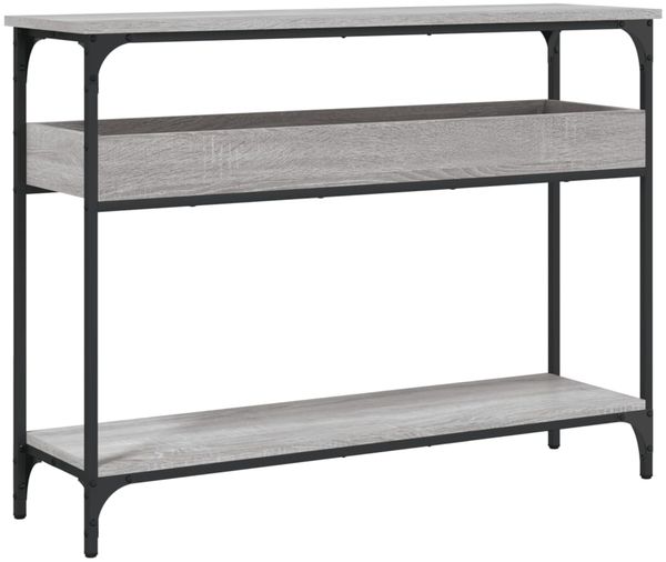 Konsolentisch, Beistelltisch, Konsole mit Ablage Grau Sonoma 100x29x75cm Holzwerkstoff