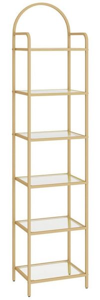 HZUANERI Regal Bücherregal aus gehärtetem Glas, schlankes Regal mit 6 Ablagen, für Schlafzimmer, Badezimmer, Heimbüro, 40x26x180,5cm