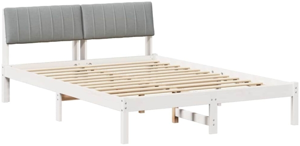 vidaXL Bettgestell Weiß und Hellgrau 140 x 190 cm Massivholz Kiefer 878688