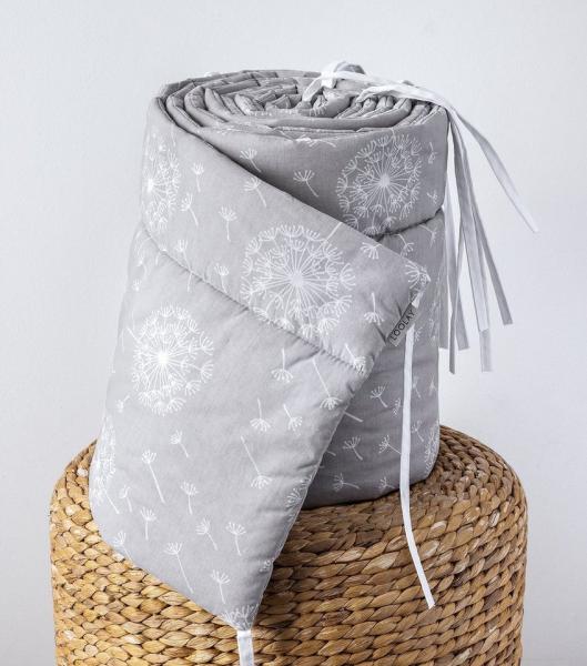 Loolay Bettnestchen GRAU WEIß Baumwolle BETTUMRANDUNG Babybett 420, 360, 210, 180 x 30cm, (Babyausstattung Babynest Kopfschutz Kantenschutz Baby, 100% Baumwolle Babybett Bettschutzgitter Umrandung), LOOLAY® - 100% Europäische Stoffe und Kleinserien-Nähen! Bild 1