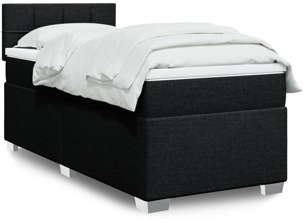 vidaXL Boxspringbett mit Matratze Schwarz 90x200 cm Stoff 3285773