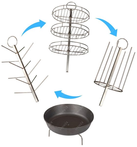 Tandoor Zubehör 4-teiliges Set Edelstahl und Gusseisen