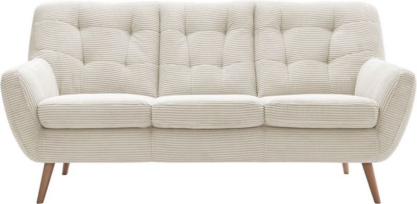 exxpo - sofa fashion 3-Sitzer Scandi, bequem, aufwendige Rückenpolsterung für mehr Sitzkomfort, aktuelle Farben in hochwertigen Bezugsqualitäten, Holzfuß