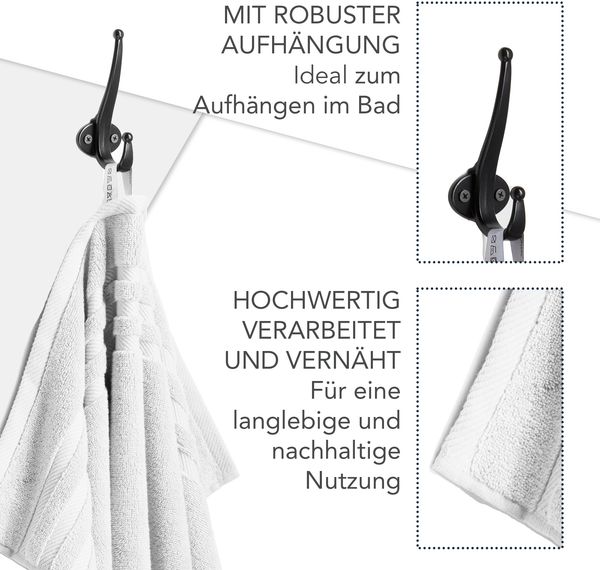 La Vida Premium Sauna-Handtuch Weiß Frottee 100% Baumwolle, weich, saugstark und schnelltrocknend, XXL Badetuch, 70x200 cm, Strandtuch Bild 2