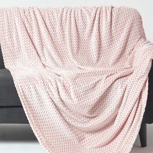 Plaid Samt-Jacquard-Decke Mora – Tagesdecke rosa, 130x160 cm, Homescapes