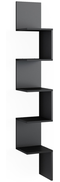 Eckregal Paolo Schwarz 28 x 175.4 cm mit 5 Fächern Vicco