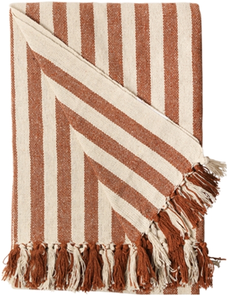 Decke Überwurf Gestreift 100% Baumwolle 130x180 cm Skandinavisch Goldbraun/Natur