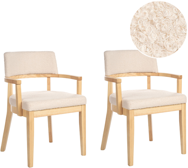 Esszimmerstuhl 2er Set DALBO Bouclé Hellbraun Beige