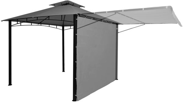 Pergola HWC-F94, Garten Pavillon, Stahl bewegliche Seitenwand 2,5x2,5m ~ grau
