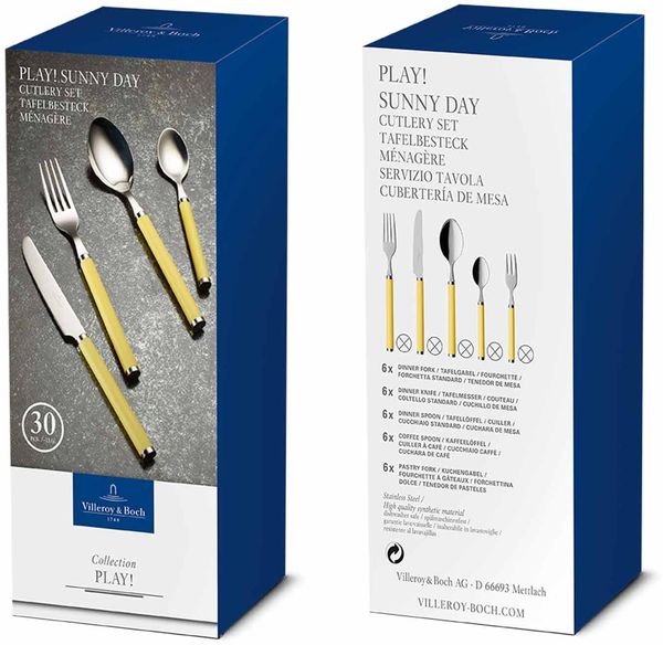 Villeroy und Boch Besteckset 'Play!', 30-tlg, gelber Kunststoffgriff Bild 2