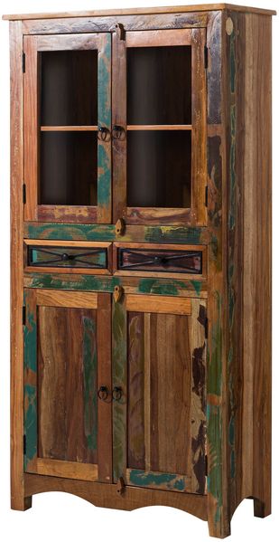 Vitrine Altholz 90x40x180 mehrfarbig lackiert NATURE OF SPIRIT #08