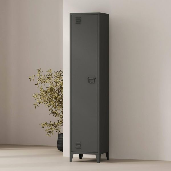 Dmora Hochschrank Mirtillo 38 x 38 x 180 cm Grau 1 Regal, 2 Fächer
