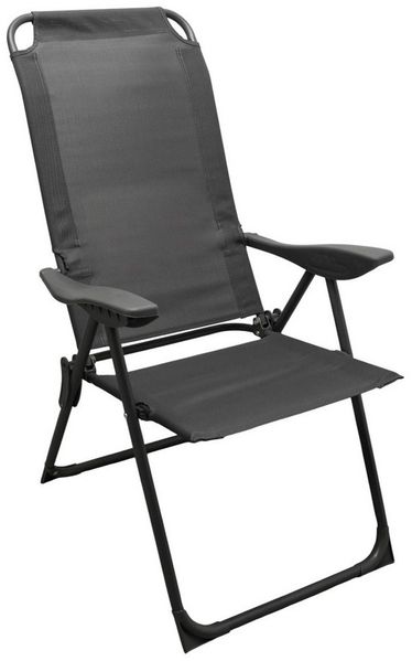 Spetebo Hochlehner Metall Garten Klappstuhl grau mit 5-fach verstellbarer Rückenlehne (108 x 62 cm, 1 St), Campingstuhl mit Textil Gewebe bis 110 kg belastbar