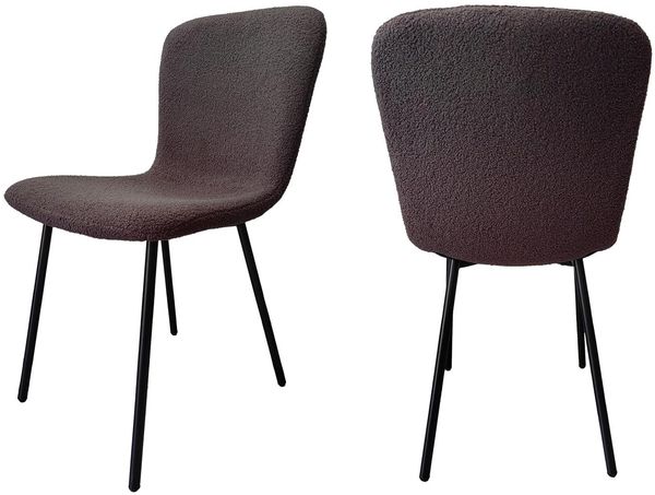 Stuhl Bouclé Optik 4er Set Dunkelgrau mit Pulverbeschichteten Metallbeinen 44 x 52 x 79 cm