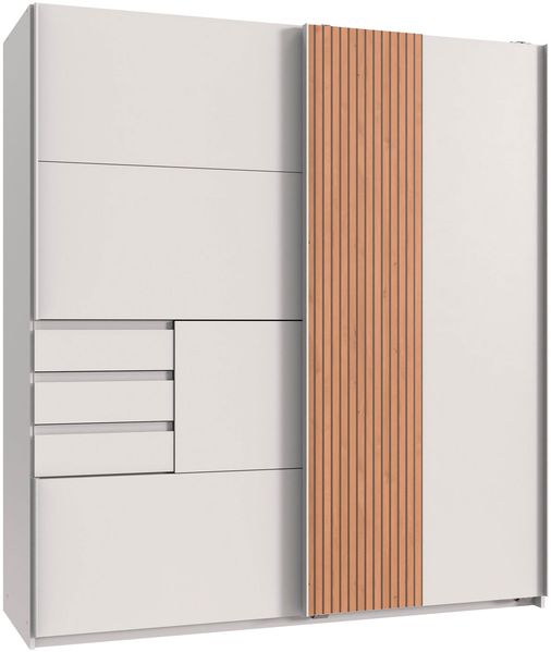 Schwebetürenschrank Coburg Kleiderschrank 180x65x198cm Farbe: weiß