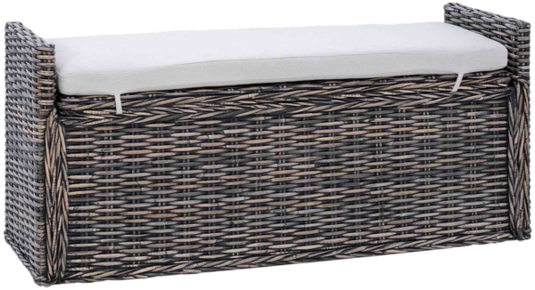 vidaXL Sitzbank mit Stauraum Schwarz gewaschen 110 x 40 x 50 cm Rattan 42011576