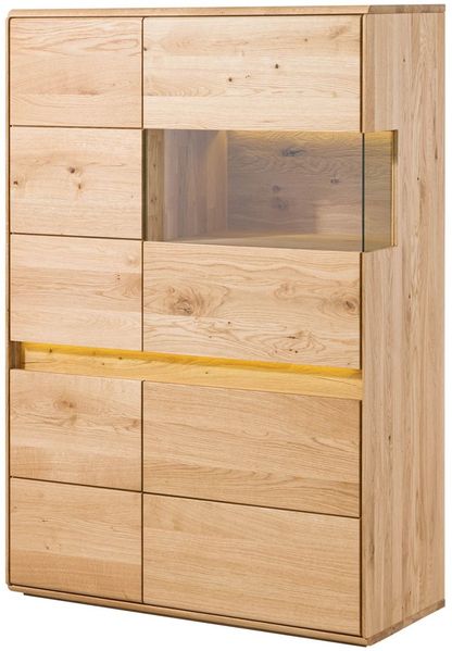 Highboard Wildeiche inkl. LED 103x43,5x152 natur geölt CARDIFF #120