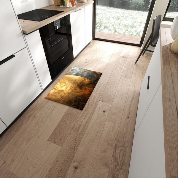 Primedeco Teppich Küchenteppich Metallische Textur PVC rutschfest abwaschbar Läufer, Rechteckig, Höhe: 3 mm, Pflegeleicht & Wasserabweisend